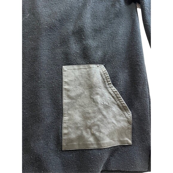 J. Crew Black Merino Wool Pullover Sweater Leather Pockets Women's Size S - Picture 6 of 9